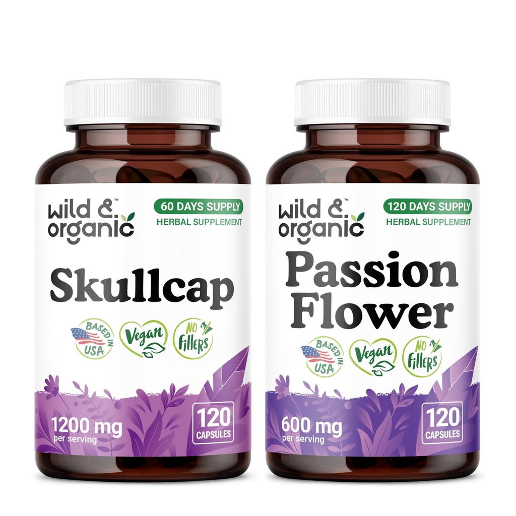 Wild & Organic Skullcap 120 Capsules & Passion Flower 120 Capsules