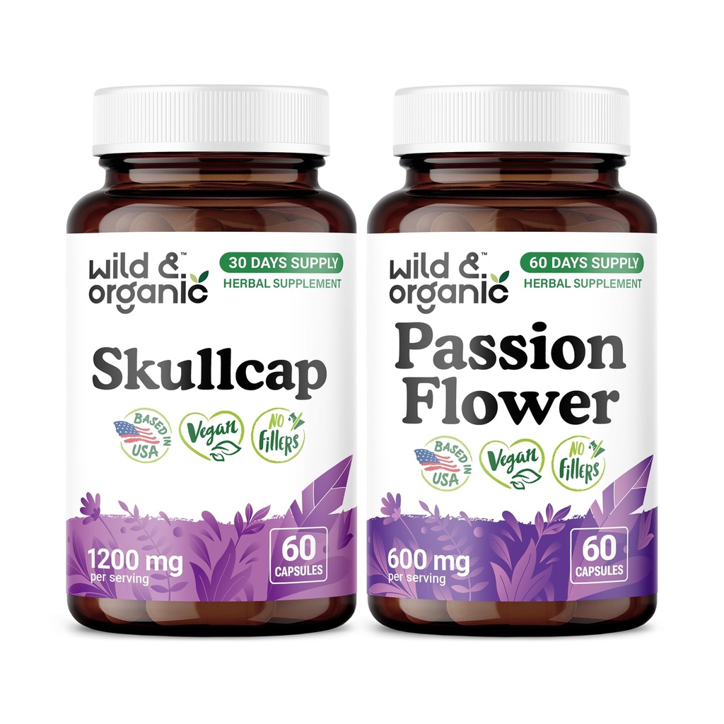 Wild & Organic Skullcap 60 Capsules & Passion Flower 60 Capsules