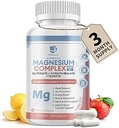 Suplemento de Magnesio 500mg, Glycinate de Magnesio, Malate, Taurate, Complejo de Citratos " Extractos herbarios, Alta Absorción Chelated 90 Vegan Capsules no GMO para el bienestar equilibrado y la relajación