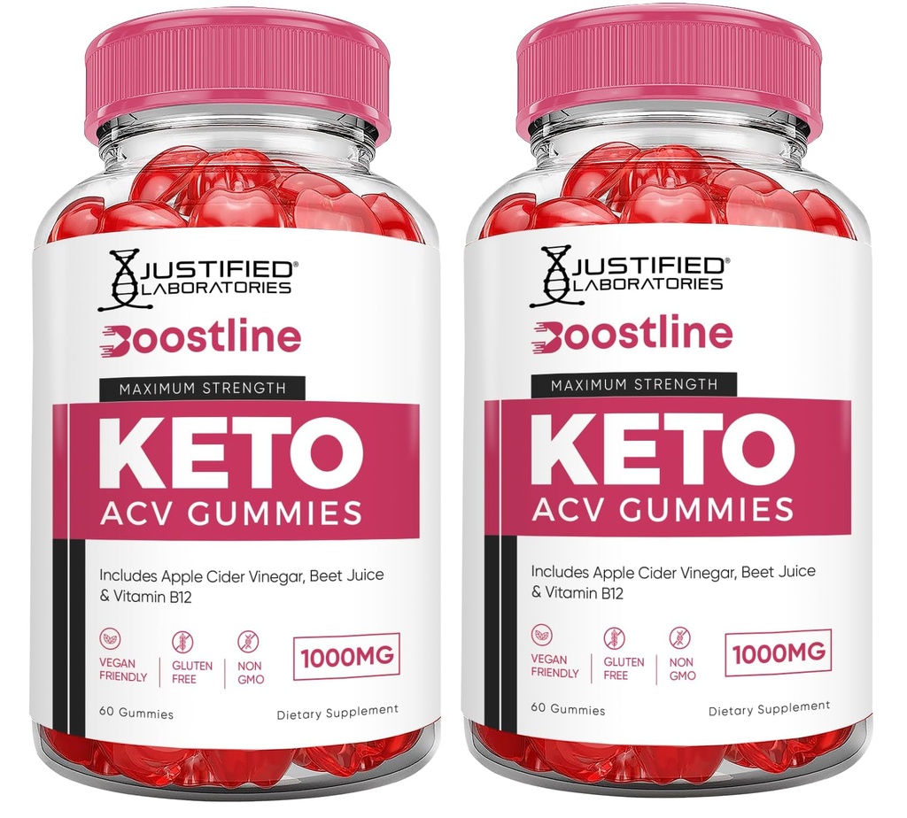 Justified Laboratories (2 Pack Boostline Keto ACV Apple Cider Vinegar Formulated with Pomegranate Beet Juice Powder B12 Vegan Non GMO 120 Gummies