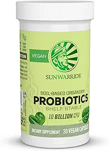 Sunwarrior Probióticos Capsules Vegan basados en suelos ← 10 mil millones de CFU para la digestión Soy libre de gluten libre de lácteos