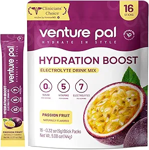 Venture Pal Sugar Free Electrolyte Powder Packets - Liquid Daily IV Drink Mix for Rapid Hydration " Party Recovery TEN 5 Vitaminas " 7 Electrolytes Anterior Keto Friendly ← Non-GMO TEN Certified Vegan TEN 16 Sticks
