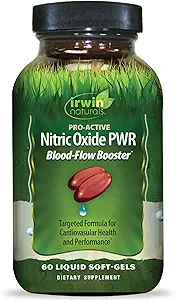 Irwin Naturals Pro-Active Nitric Oxide PWR - 60 Liquid Soft-Gels - Blood-Flow Booster with L-Citrulline, Beet Root & Red Spinach