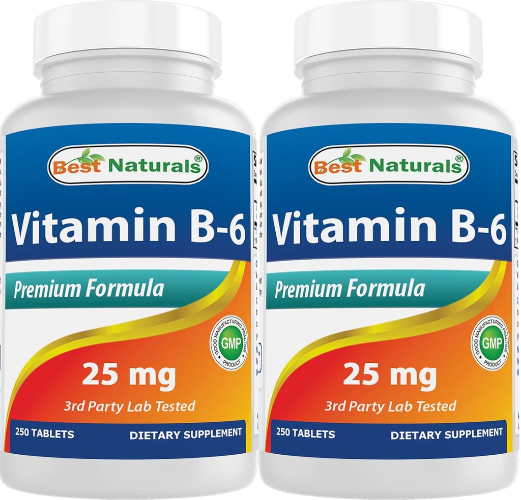 Mejores Naturales Vitamina B6 25mg 250 Tabletas (250 Cuenta (Pack de 2))