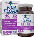 Planeta Vital - Mujeres de Flora Vital Más de 55 Probióticos diarios, 60 Billones CFU, Strains Diversos, Prebióticos Orgánicos, Apoyo Vaginal e Inmunitario, Probióticos de Salud Digestiva para Mujeres 60 cápsulas