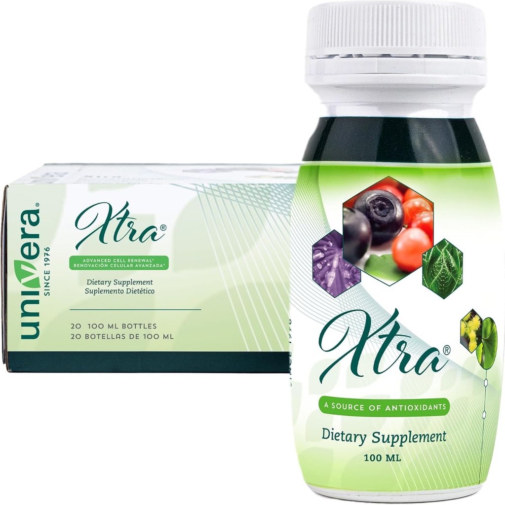 Univera Xtra Minis, Multimineral fruites Complex, 15 Natural Ingredients, Stress Management, Focus & Clarity, Joint Comfort, Antioxidant Protection - 3.38 Fl Oz (Pack of 20)