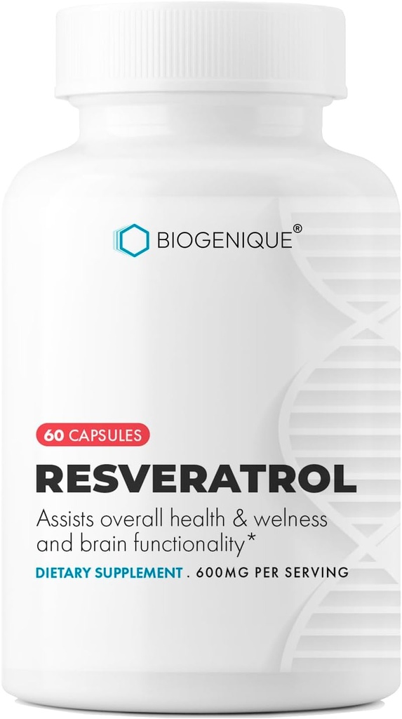 Resveratrol 600mg Potent Antioxidants " Trans-Resveratrol from Polygonum Root Extract, Promotes Anti-Aging " Cardiovascular Support, 60 Capsules - Made in USA - Vegan, Non-GMO, Gluten Free