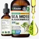 BIO KRAUTER Irish Sea Moss Drops - Chondrus Crispus Sea Moss Supplement with Bladderwrack - Alcohol & Sugar Free Iodine Supplement - 2 Fl.Oz.