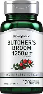 Piping Rock Butchers Broom Suplemento Silencio 1250 mg  120 Capsules ← Herbal Root Extract ← Non-GMO, Gluten Free