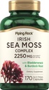 Piping Rock Irish Sea Moss Capsules | 170 Count | Complex with Bladderwrack & Burdock Root | Non-GMO, Gluten Free Supplement