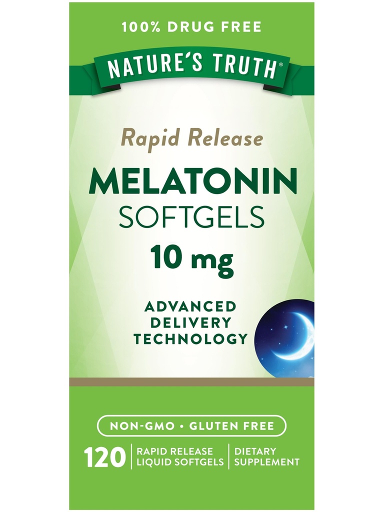 Nature's Truth Melatonin 10mg | Rapid Release Liquid Softgels | 120 Count | Non-GMO & Gluten Free Supplement