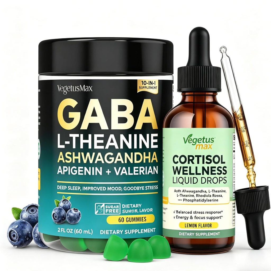GABA L-Theanine 650 mg & Cortisol Supplement Liquid Drop