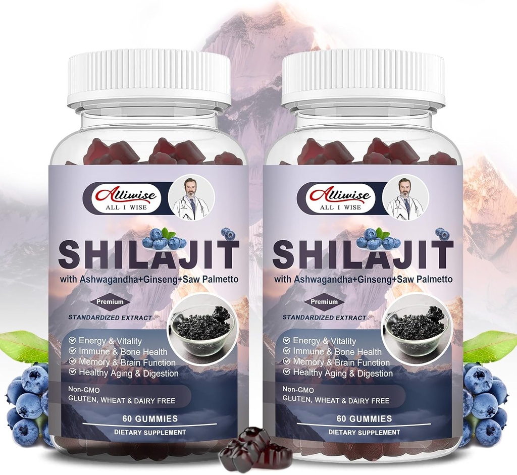 Shilajit Gummies for Men " Women, Shilajit Pure Himalayan Original Multi-Supplement, Shilajit Ashwagandha " High in Trace Minerals " Fulvic Acid for Energy, Strength " Immunity, 60 Serving