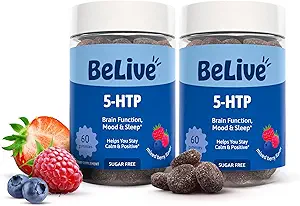 BeLive 5-HTP Gummies – 2 Pack - 120 Ct I 5HTP Calming Gummies for Heightened Focus, Relaxation & Rest for Adults ⋅ Vegan - Mixed Berries Flavor
