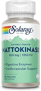 SOLARAY Nattokinase Suplemento - Nattokinase 100mg, 1.250 FU - Suplemento de Apoyo a la Salud Tradicional - Garantía de 60 días de laboratorio Verificado - 30 Servimientos, 30 VegCaps