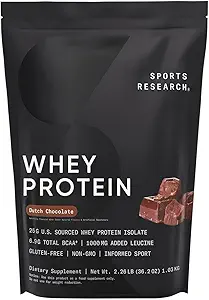 Investigación Deportiva Whey Protein Isolate - Sports Nutrition Protein Powder 25g por Serving - 2.27lb Bag Whey Protein - Dutch Chocolate Bulk Protein Powder, 25 Servings