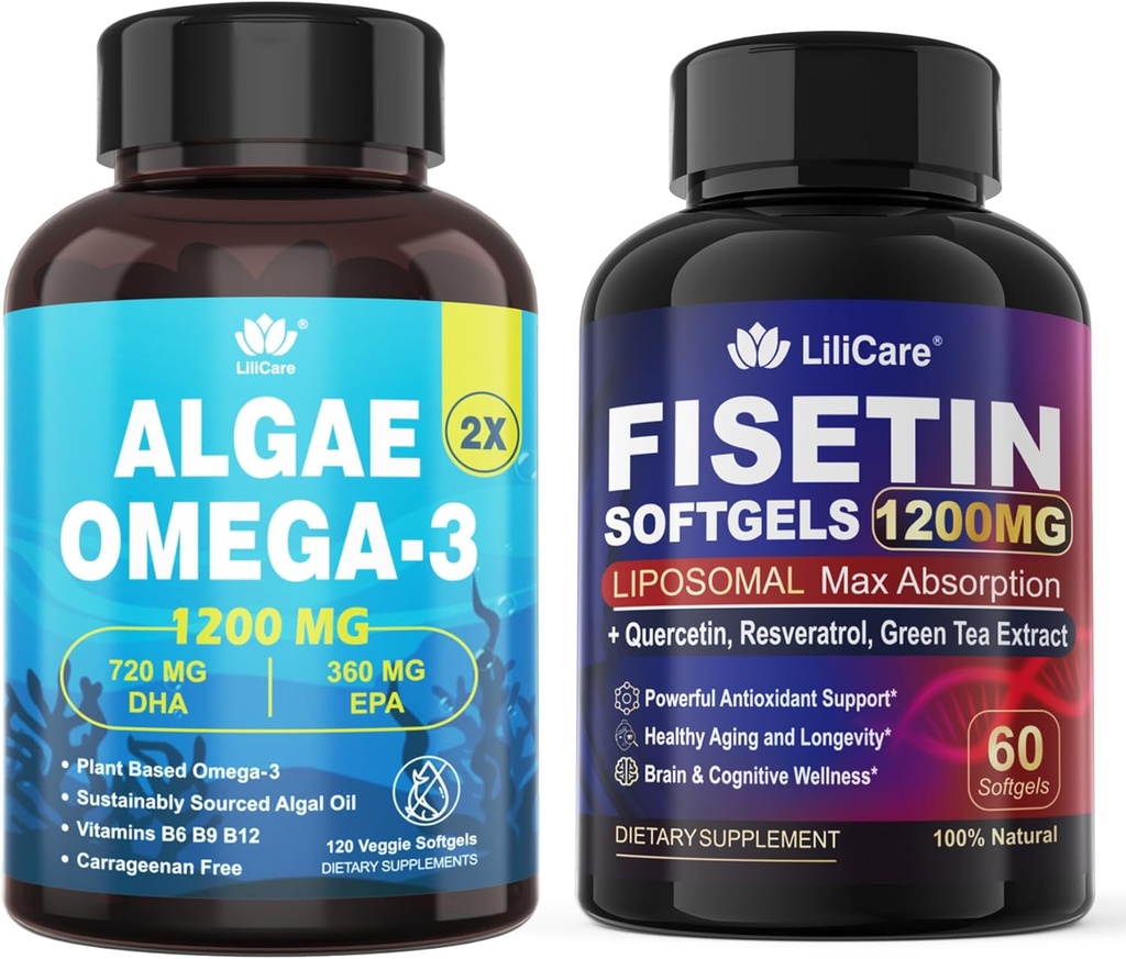 Fisetin Suplemento + Vegan Omega-3 Algae Oil