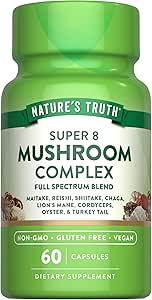 La verdad de la naturaleza Mushroom Complex Capsules ← 60 Conde ← Complejo de espectro completo de Super 8 Mushrooms TEN Vegan, Non-GMO, &amp; Gluten Free Supplement