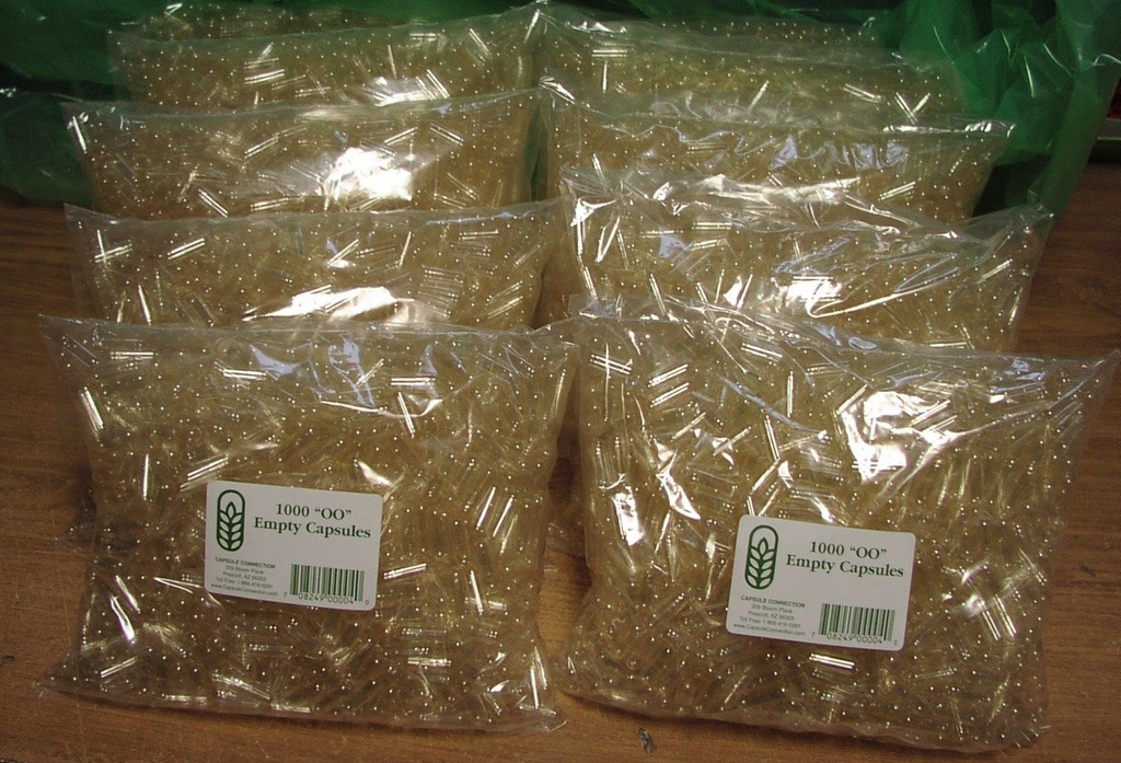 Capsule Connection 10,000 Bulk Wholesale Empty Gelatin Capsules, 00" Size, 10 1000 Count Bags