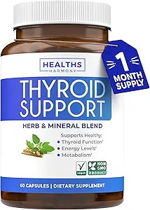 Asistencia tiroidea con yodo (no GMO) Mejora tu energía " Mood - Metabolismo Booster Thyroid Health Supplement for Women and for Men - Ashwagandha, Zinc, B12 Complex - 60 cápsulas