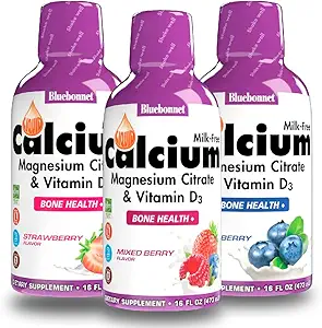Bluebonnet Nutrition Liquid Calcium Citrate Magnesium Citrate, Vitamina D3 - Bundle of Blueberry, Strawberry y Mix Berry Flavor, 3 Botella de 16 Fl Oz Cada (48 Fl Oz Total)