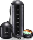 Zannaki Organizador semanal de píldoras 7 días 2 veces al día, portable Metal Travel Waterproof AM PM Pill Box,Large Pill Case Container, BPA Free Daily Medicine Organizer Holder for Vitamin, Fish Oil, Supplement