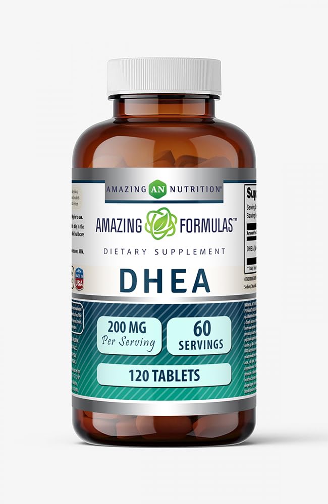 Amazing Formulas DHEA Supplement | 200 Mg Per Serving | 120 Tablets | Non-GMO | Gluten-Free | Made in USA