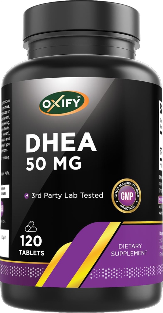 Oxify DHEA 50 mg | 120 Tablets | Gluten-Free, Non-GMO | Supplement Made in USA