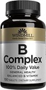 Windmill Natural Vitamins B Complex (100% Daily Value), Boost Energy Production y Promote Metabolism, 100 Tablets, 100 Servings