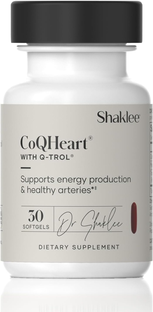 CoQHeart® con Q-Trol®- Energy Support for Heart Health - Coenzyme Q10 y Resveratrol Blend - Facilita la producción energética y la salud del vaso sanguíneo - Protege las arterias - 30 Softgels