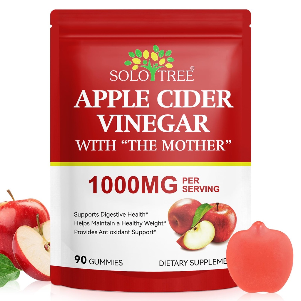 NIFEISHI Apple Cider Vinegar Gummies, (1000mg) Apple Cider Vinegar with Mother, (90Count) ACV Gummies w/Vitamin B6 & B12, Folic Acid, Vegan, Non-GMO, Gluten- & Gelatin-Free