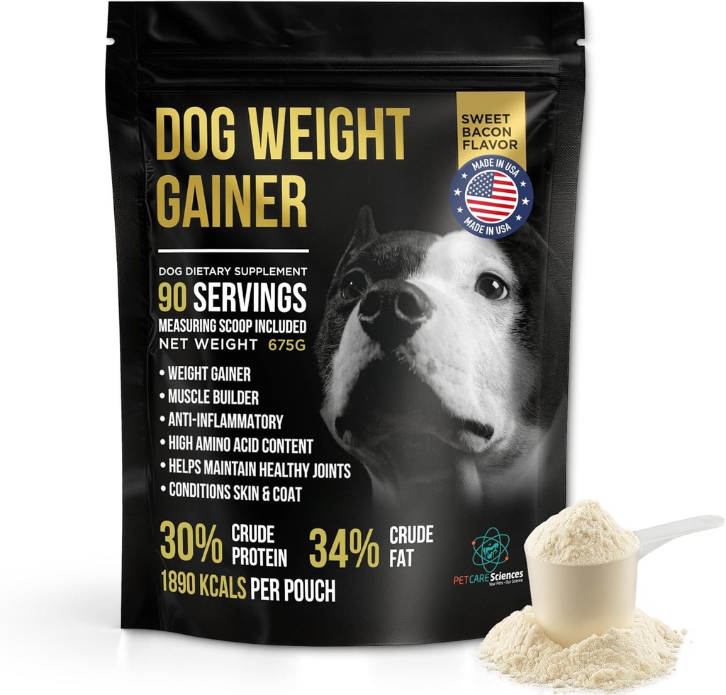 Gainer de peso para perros Aprox 90 Servings - Suplementos de ganancia de peso para perros - Canine and Dog Muscle Builder - Made in The USA