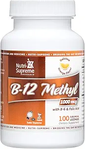 Kosher B12 Lozenge (Metil) W/ B6- Folic Acid and Biotin 100 Lozenges