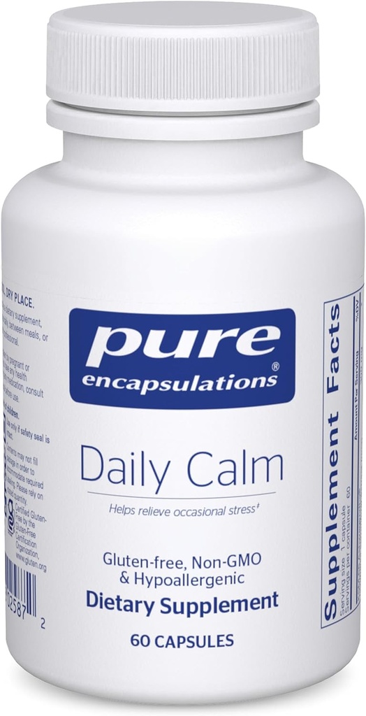 Pure Encapsulations Daily Calm - Vegan Stress & Sleep Support Supplement - Contains Ashwagandha, Saffron, GABA & L-Theanine - Non-GMO, Soy-Free & Gluten-Free - 60 Capsules