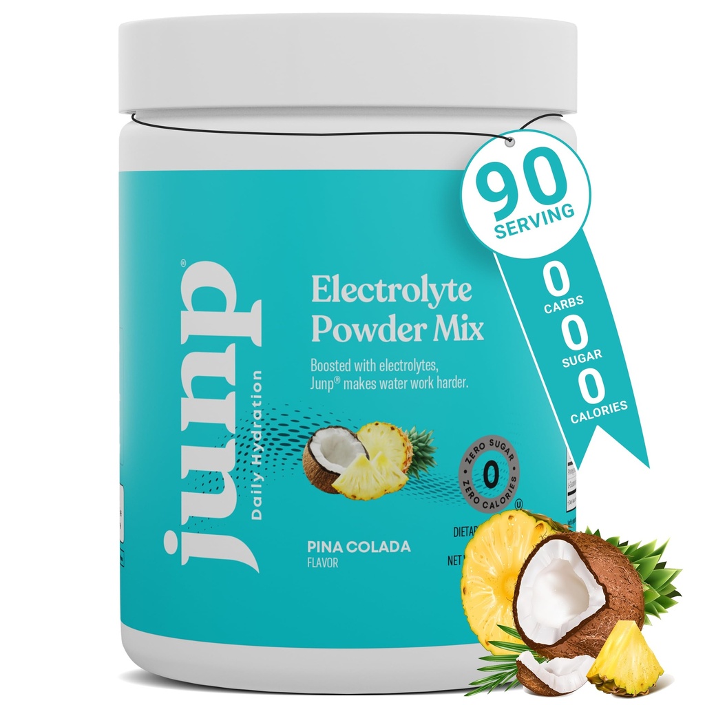 JUNP Electrolytes Powder No Sugar No Carbs – Pina Colada Coco Pineapple Keto Electrolyte Drink Mix - Potasio &amp; Sal Hydration Powder Electrolytes - Zero Calorie Sugar Free Electrolyte Powder 90ct