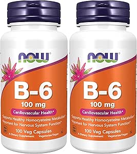 AHORA Suplementos, Vitamina B-6 (Pyridoxine HCl) 100 mg, Salud Cardiovascular*, 100 cápsulas Veg (Pack of 2)