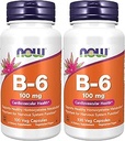 NOW Supplements, Vitamin B-6 (Pyridoxine HCl) 100 mg, Cardiovascular Health*, 100 Veg Capsules (Pack of 2)