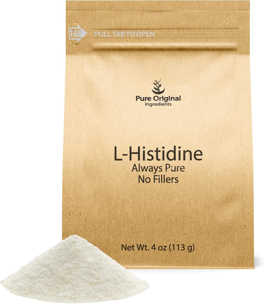PURE ORIGINAL INGREDIENTES L-Histidine Powder 4 oz, Suplemento de Aminoácidos, No aditivos, Siempre puro
