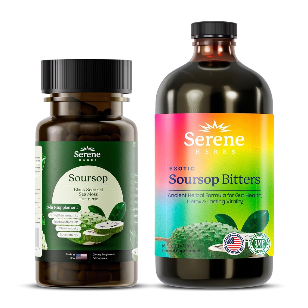 Serene Herbs Cleanse & Daily Defense – Includes Soursop Bitters + 17-1 Capsules
