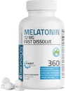 Bronson Melatonin 12mg Fast Dissolve Nighttime Sleep Aid &amp; Relax Support, 360 Peppermint Vegetarian Lozenges