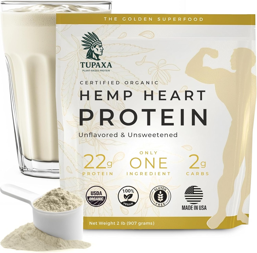 USDA Organic Hemp Protein Powder for Women &amp; Hombre - Unflavored Pure Natural Protein Powder Organic - Plant Based Powder, Vegan, Gluten Free, Keto - Hemp Seed Powder Cold-Presed (2 libras)