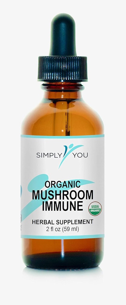 Organic Mushroom Apoyo a la Defensa Inmunitaria ← Sistema Integral de Inmunidad Suplemento 2fl oz/59ml Caídas con absorción máxima " Bioavailability " Vegan, Herbal 525mg por servicio ● Suministro de 2 meses