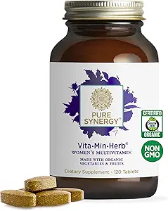 PURE SYNERGY Vita·Min·Herb for Women ← Suplemento Multivitamínico Integral Femenino Silencio Hecho con Alimento Orgánico completo No GMO &amp; Vegan Ingredientes ← Soporta Energía &amp; Salud Inmunitaria (120 Tablets)