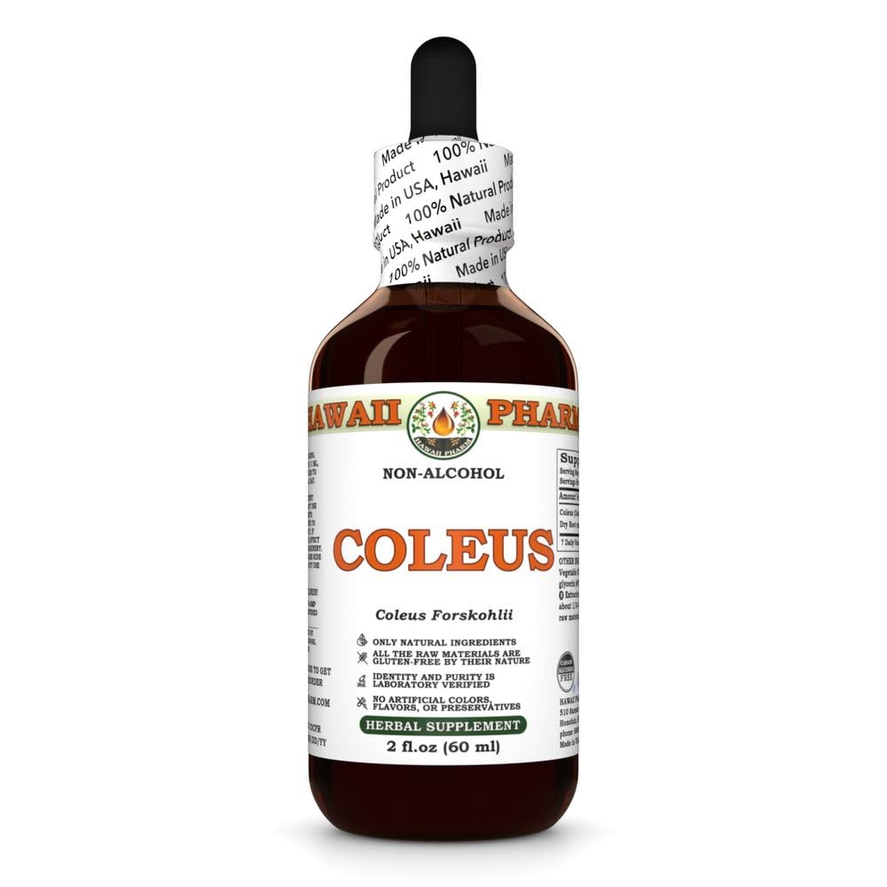 Coleus (Coleus Forskohlii) Dry Root Glycerite, Made in Hawaii, All Natural, Vegan, Lab Tested Alcohol-Free Liquid Extract - 2 fl.oz