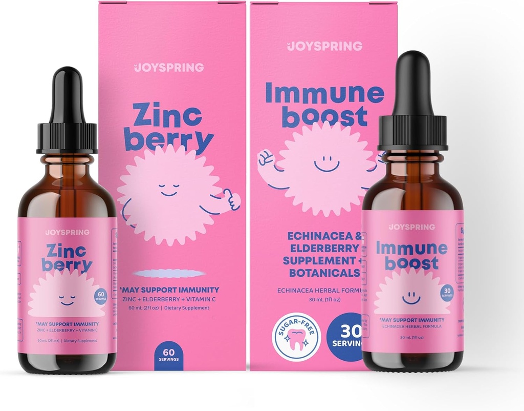 JoySpring Zinc con vitamina C Liquid Supplement Immune Support for Kids, 1 fl oz