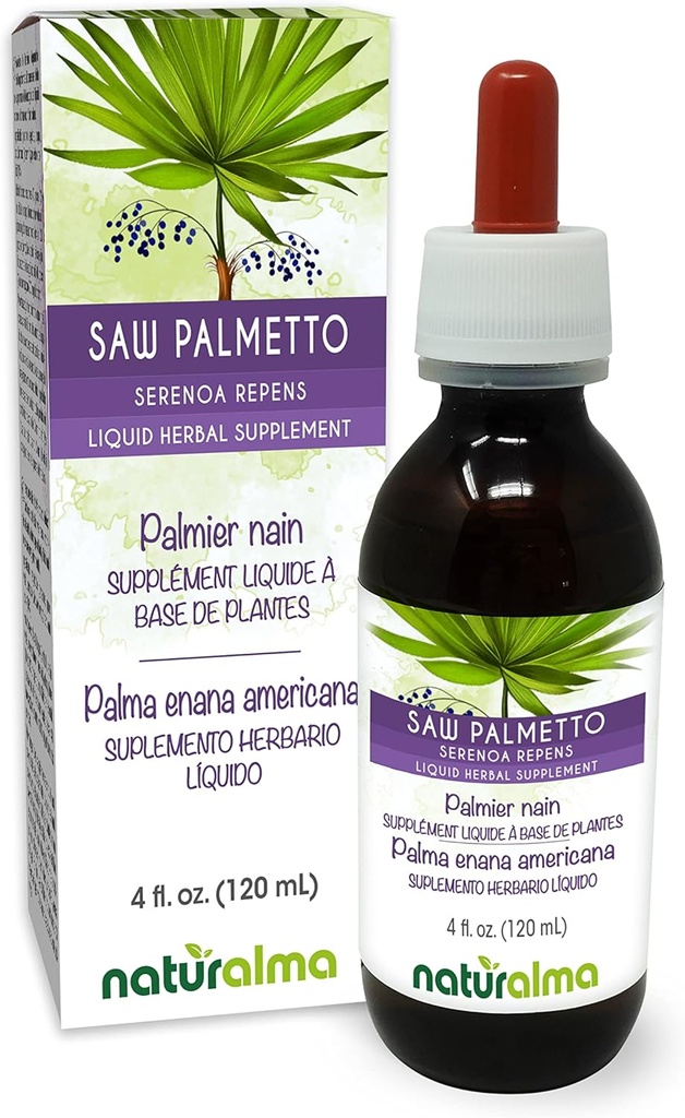 Naturalma Saw Palmetto (Serenoa repens or Sabal serrulata) Fruta Alcohol-Free Tintura - 4 fl oz Liquid Extract in Drops - Herbal Supplement - Vegan