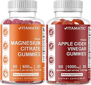 Vitamatic Magnesium &amp; Apple Cider Vinegar Gummies - 60 conteo vegano Cada