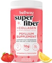 Bellway Super Fiber Powder + Collagen, Sugar-Free Psyllium Husk Powder with Collagen Peptides and Hyaluronic Acid for Gut Health, Healthy Skin, Nails, Bones & Joints, Strawberry Lemonade (11 Servings)