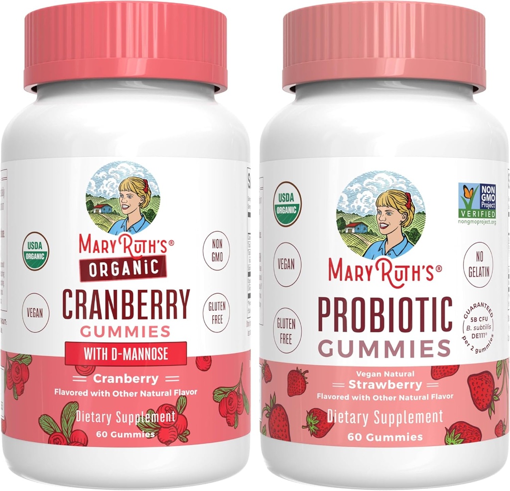 MaryRuth Organics Cranberry &amp; Probiotic Gummies (Strawberry) peru USDA Organic, Clean Label Project Verified® ← Vitaminas para Urinary Tract & Gut Health ← Vegan, Non-GMO, No Gelatin