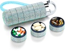 Zannaki Metal Bling Pill Organizer, Travel Waterproof Caja semanal de píldoras, Portable Large Aluminum Alloy Pill Case Container, BPA Free 7 Day Daily Medicine Organizer Holder for Vitamin,Fish Oil,Supplement